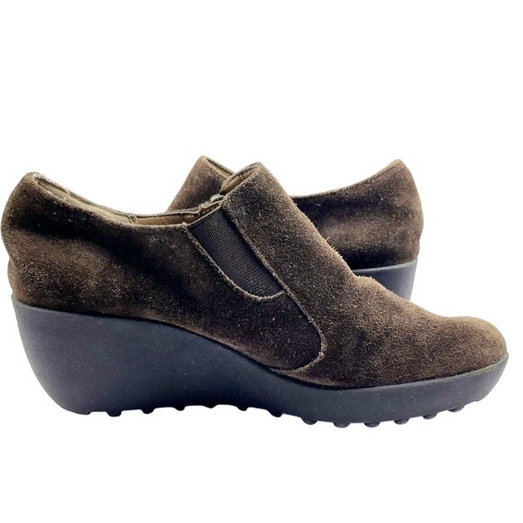 Aerosoles Boots Ankle Booties Brown Suede Wedge Heel Zip-Up Size 5.5 - Picture 4 of 11